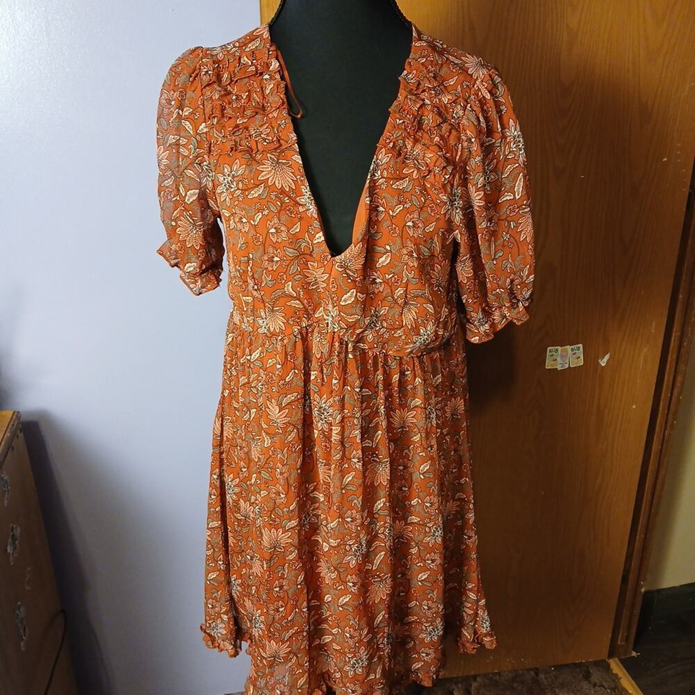 Blue Rain L Peasant Lagenlook Boho Short Sleeve Tunic Top/ Dress Womens
